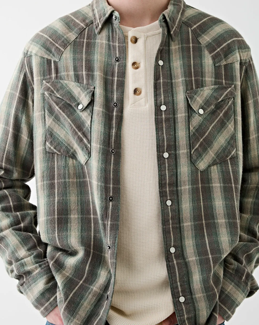 RRL Allen Western Sport Shirt Green/Grey Hot