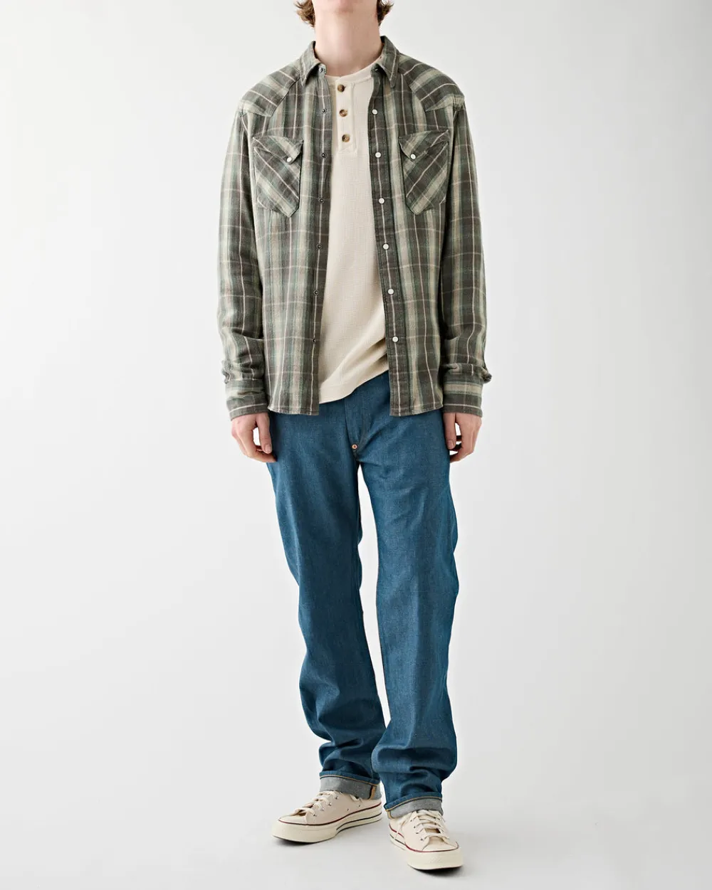 RRL Allen Western Sport Shirt Green/Grey Hot