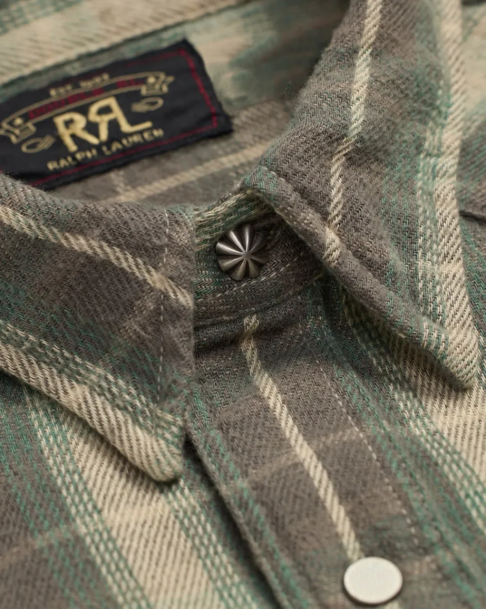 RRL Allen Western Sport Shirt Green/Grey Hot