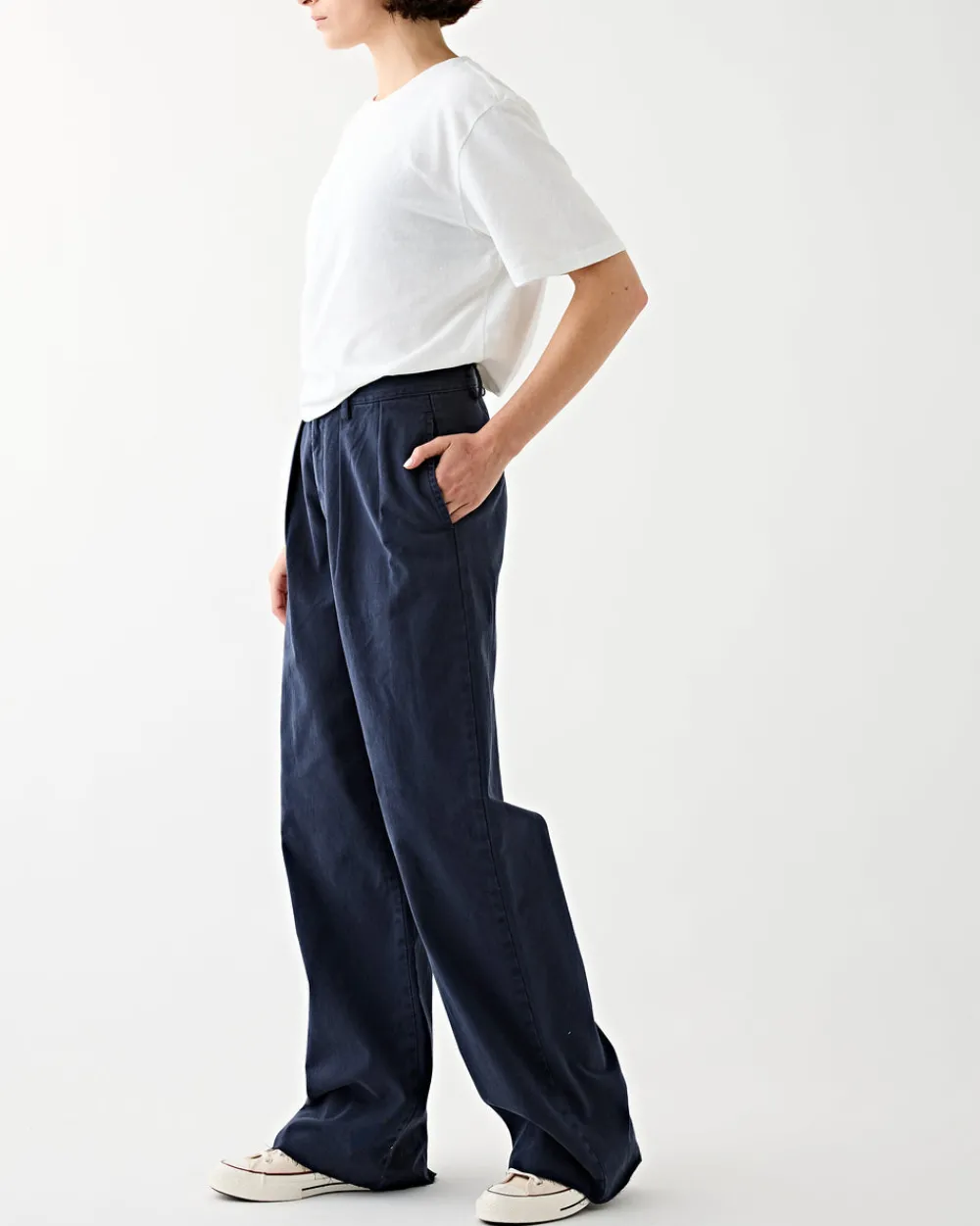 Denimist Blair Double Pleated Pant Navy New