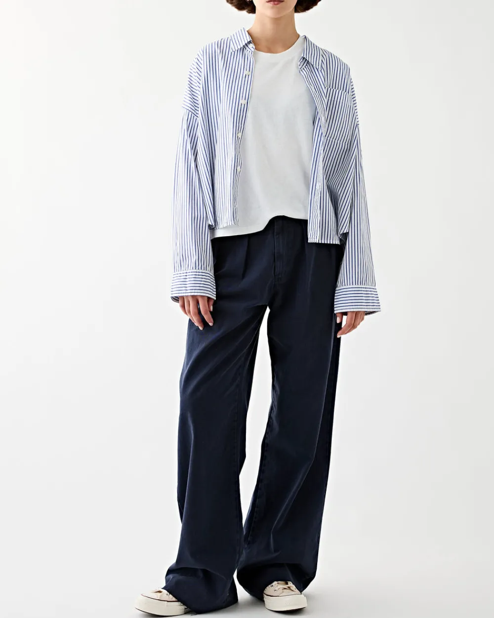 Denimist Blair Double Pleated Pant Navy New