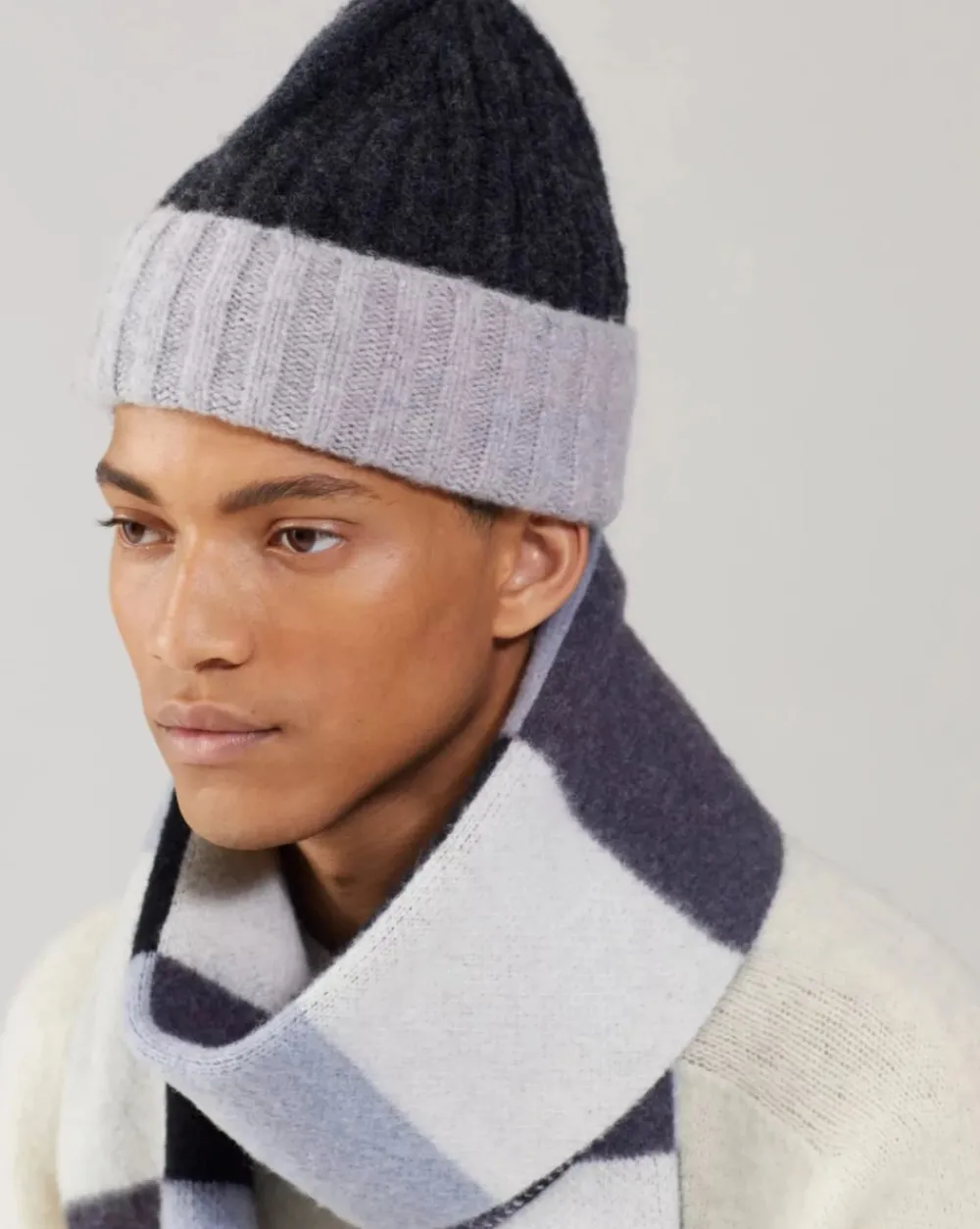 Le Bonnet Checked Scarf Stone Discount