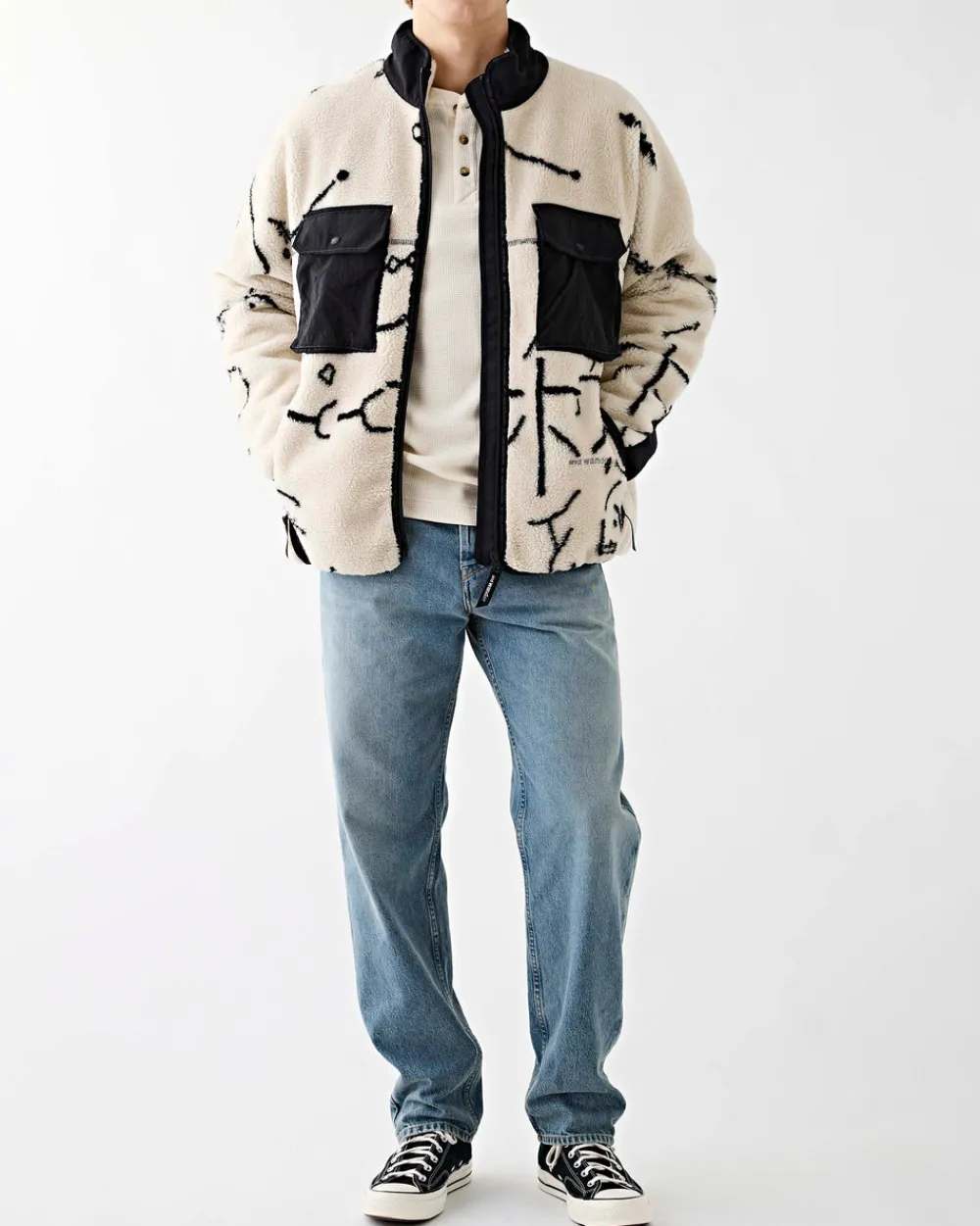 and wander Daijiro OHARA Map Key Boa Jacket Off White Best