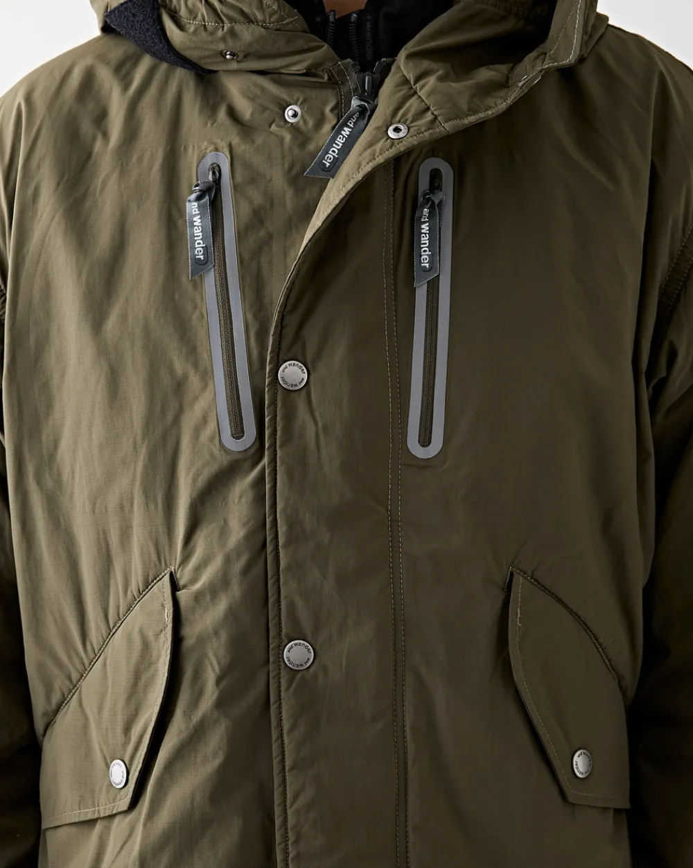 and wander Fishtail Octa Coat Khaki Discount