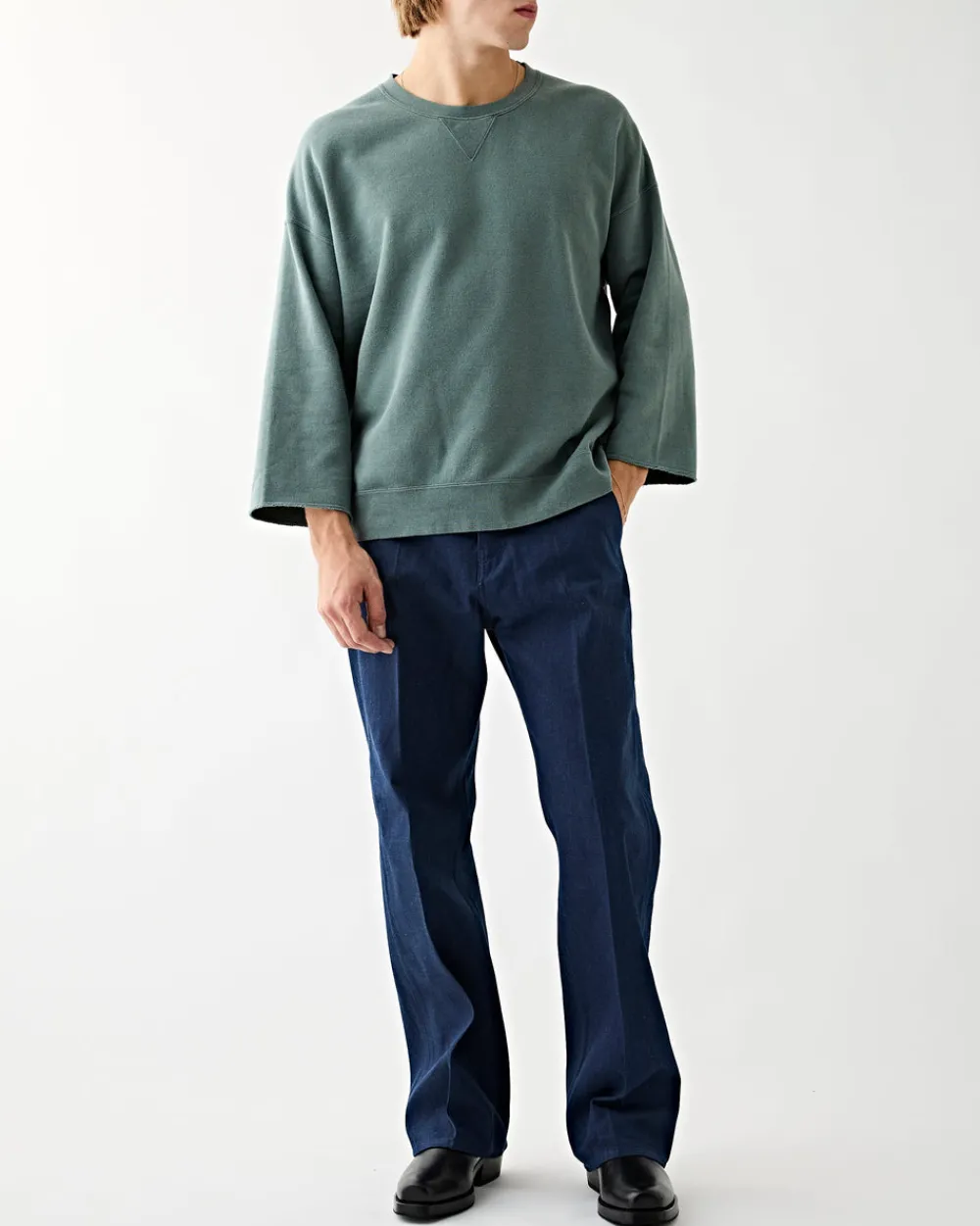 Visvim Jumbo SB Sweat 3/4 (U.D.) Damaged Green Online