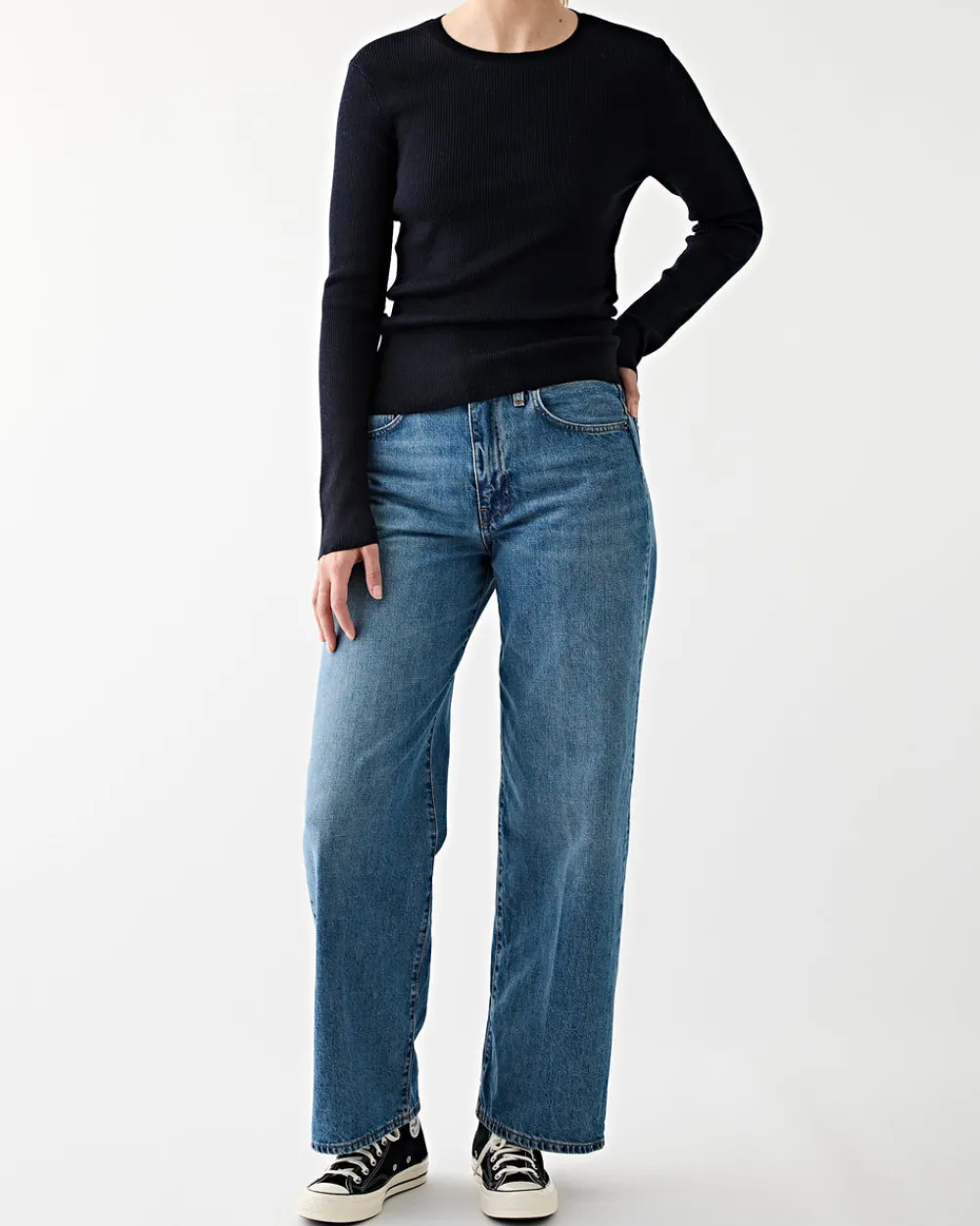 6397 Skinny Rib Crew Midnight Discount