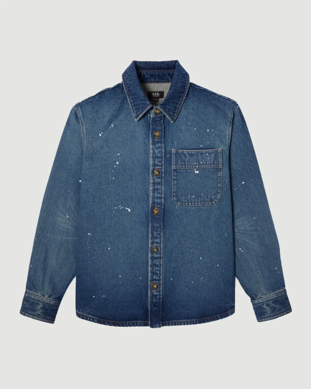 A.P.C. Surchemise Basile Washed Indigo Paint Spots Online