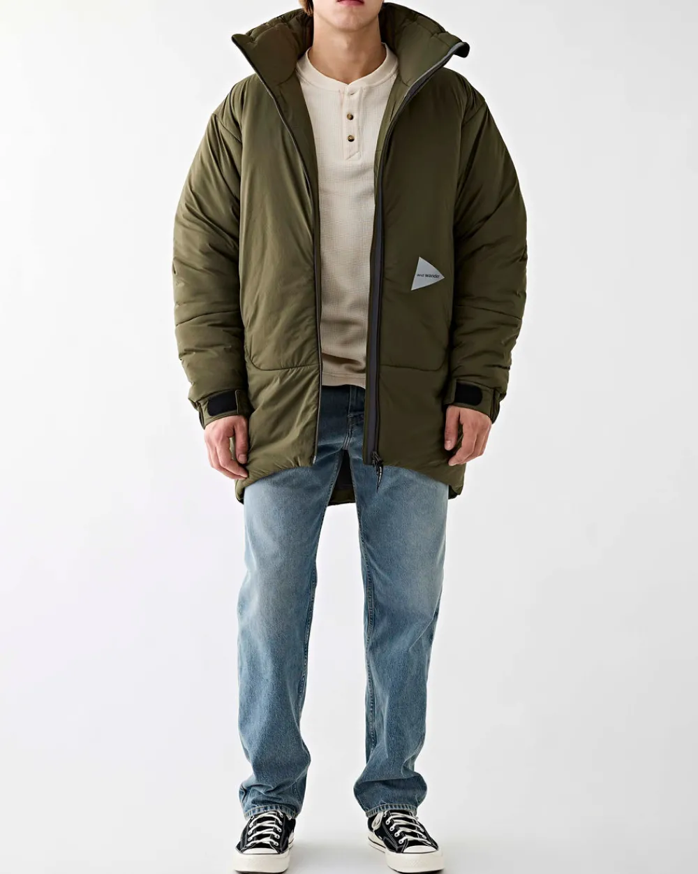 and wander Top Fleece Coat Khaki Fashion