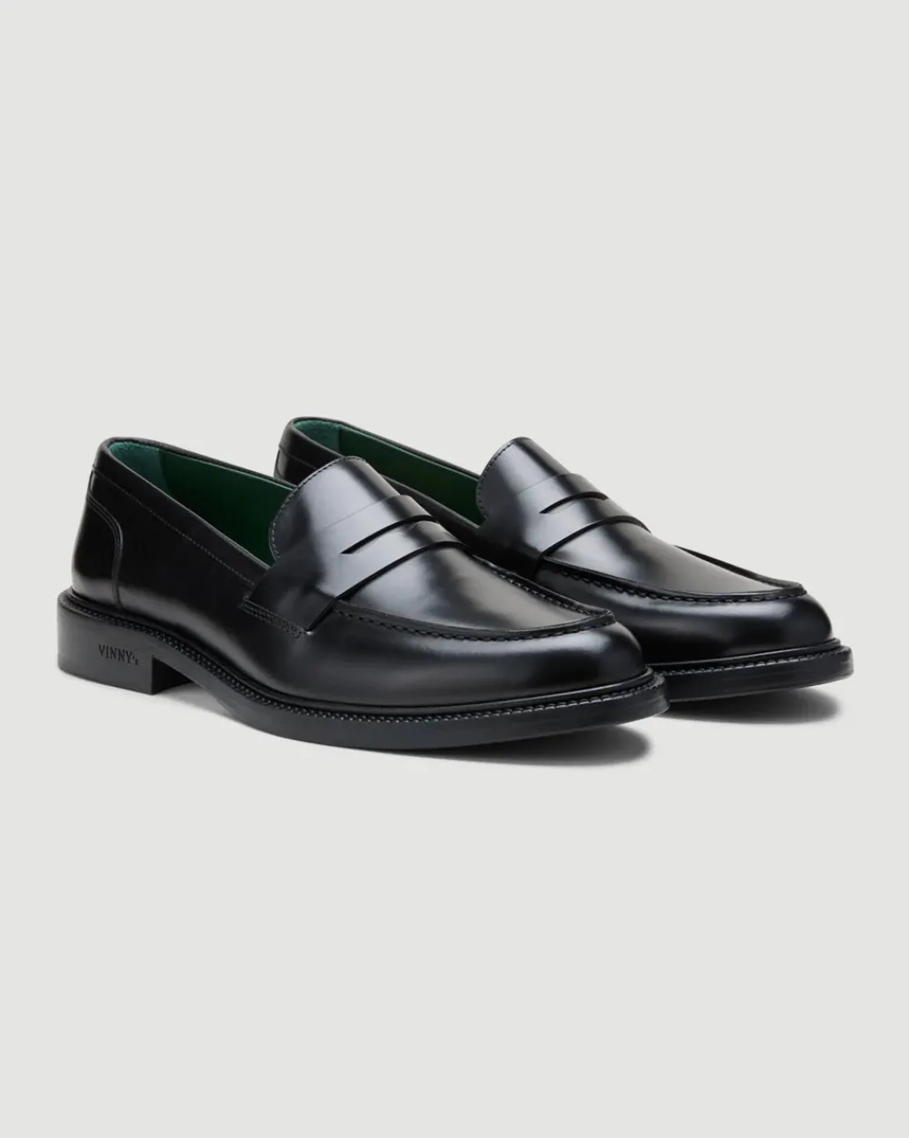 VINNY's Townee Penny Loafer Black Polido Leather Clearance