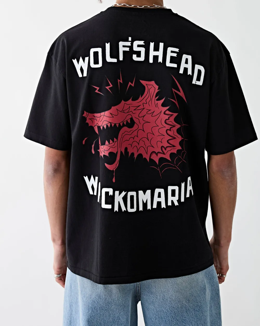Wacko Maria Wolf's Head Washed Heavy Weight T-Shirt Black Clearance