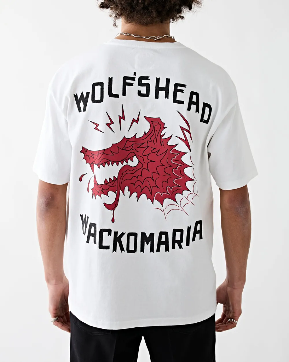 Wacko Maria Wolf's Head Washed Heavy Weight T-Shirt White New