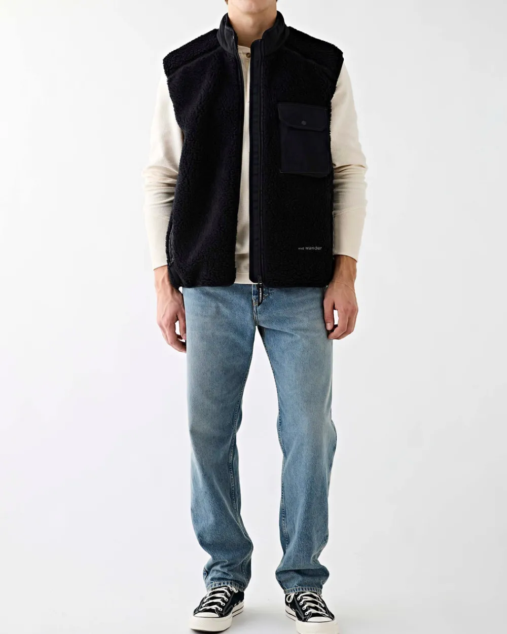 and wander Wool Boa Vest Black Online
